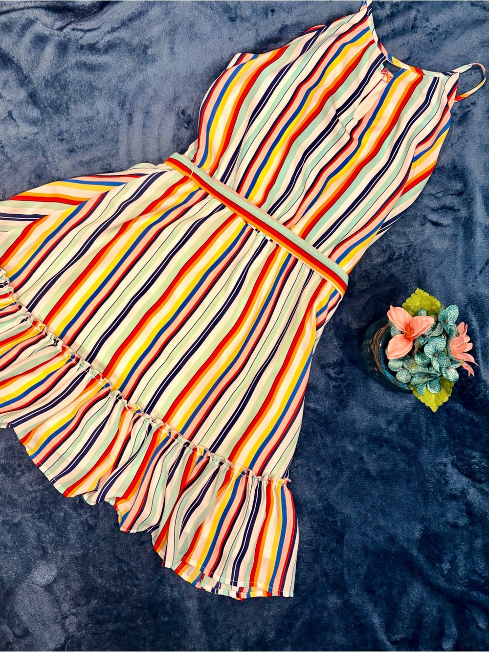 Colorful Rainbow Stripe Sundress. Never worn. Women’s size XXX Small.